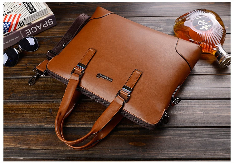 Men's Waterproof Leather Business Briefcase 14 Inch Laptop Tablet Leather Shoulder Bag Messenger Bag Men's Bag Tote