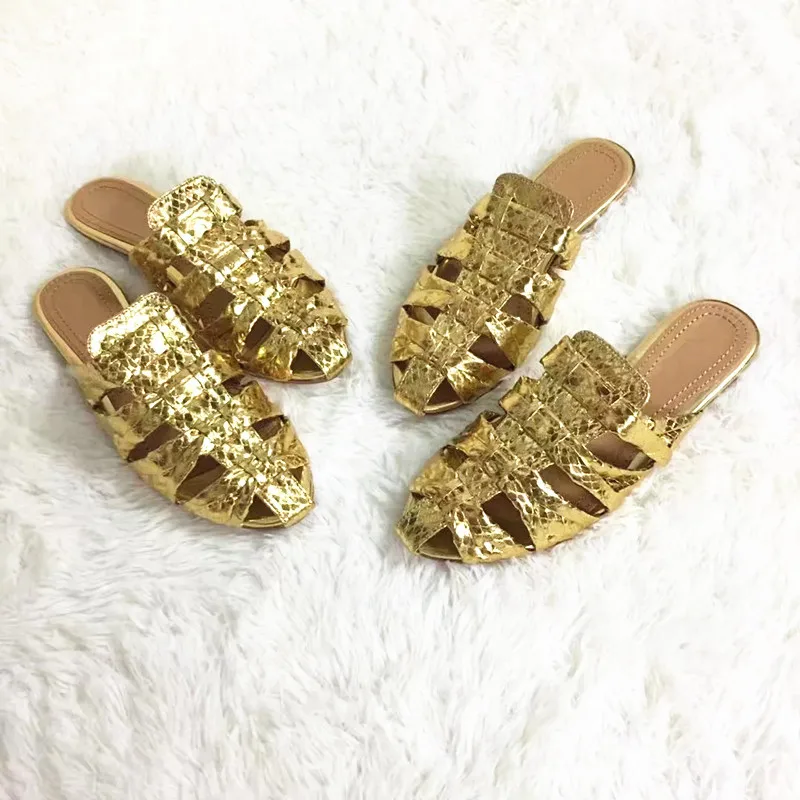 

Beach Flats Slippers Women Gold Slides Outdoor Mules Shoes Women Cozy Loafers Sandalias Mujer 2020 Chanclas Mujer Ladise Shoes