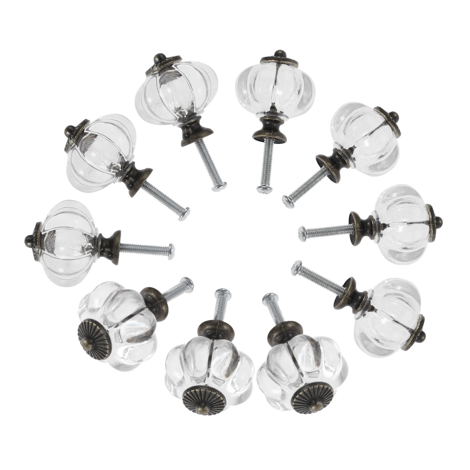 Furniture Knobs 20pcs/10pcs Transparent Pumpkin Knob Acrylic+Alloy Clear Handle Pulls Cabinet Drawer Decor Kitchen Dresser Clothes Hooks w/screw