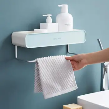 

Perforated Towel Rack Single Pole Bathroom Rack Bathroom Space Aluminum Bathroom Towel Rack Toilet Storage Bathroom Shelves New