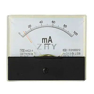 

0-100mA DC Current Rectangle Panel Meter Analog Ammeter