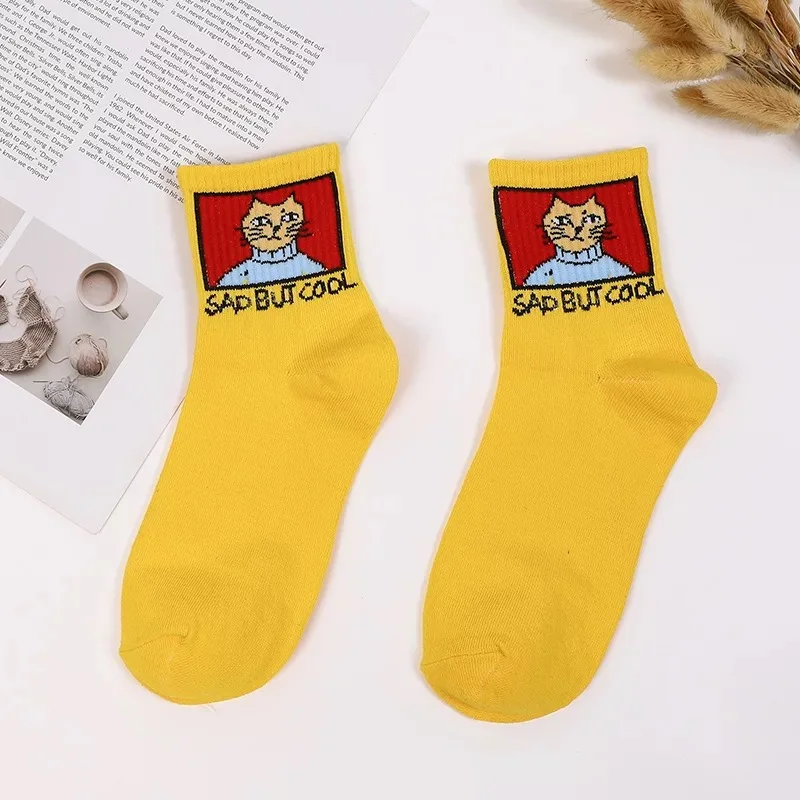 new fashion Harajuku women girls Hip Hop long socks cute Animal dinosaur socks for ladies funny japan cartoon socks - Цвет: 16