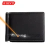 Name Engraving Money Clip Mini Wallets Genuine Leather Male Purse Mini Vintage Slim Wallets 1