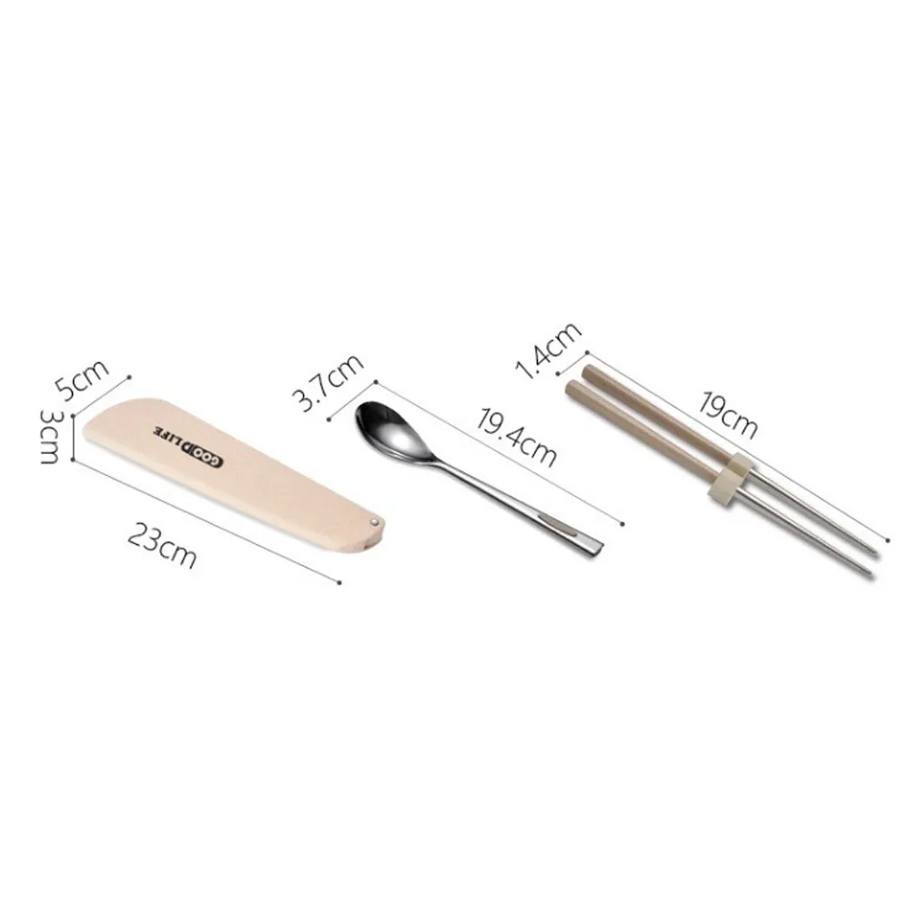 Комплект переносной посуды из пшеничной соломы, столовые приборы из нержавеющей стали, модные, идеальные, для защиты окружающей среды, из силикагеля, для путешествий