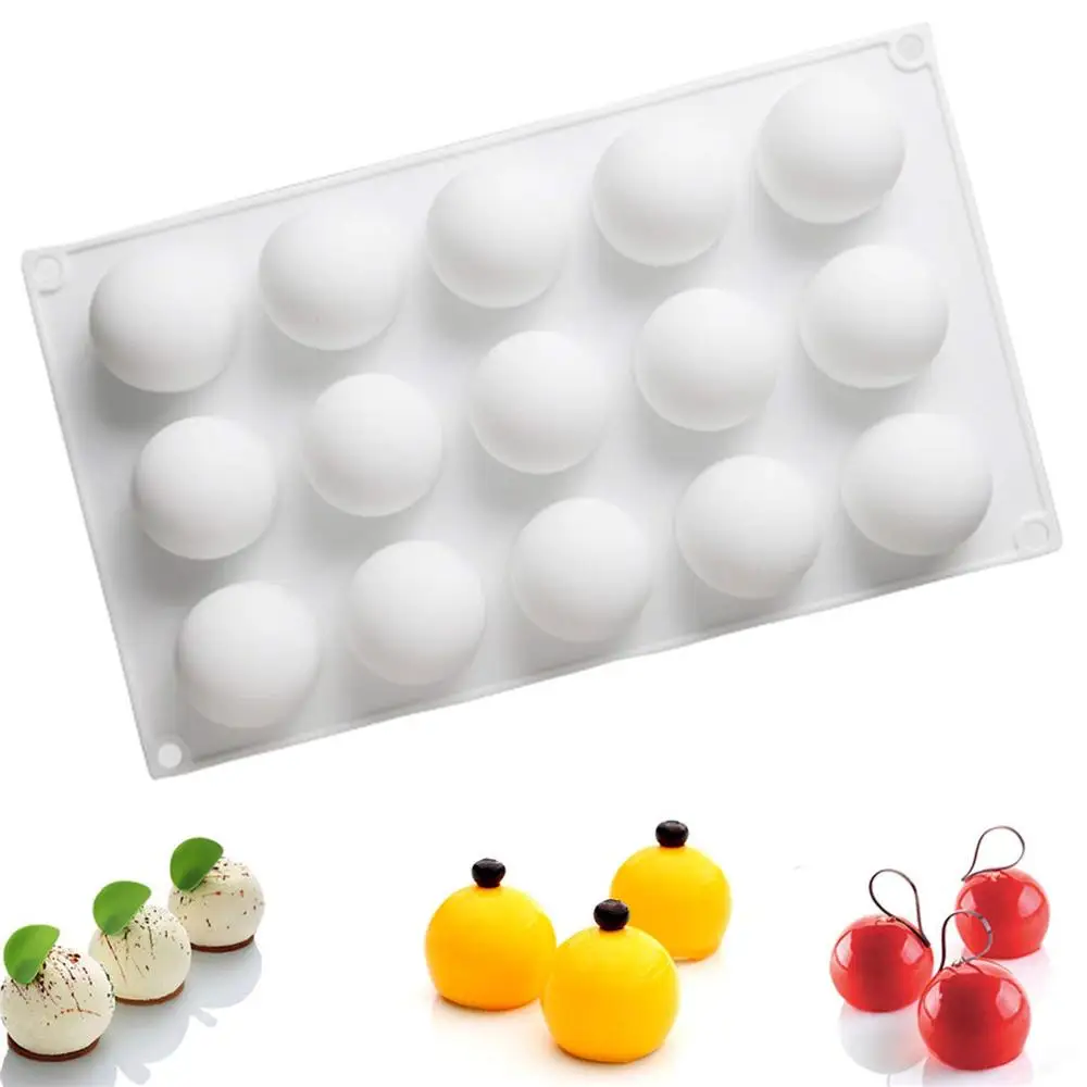 

15-Cavity Silicone Mousse Cake Molds Hemisphere Mold Dessert Molds for Chocolate Candy Pastry Sphere Ball Baking Cake Decoration