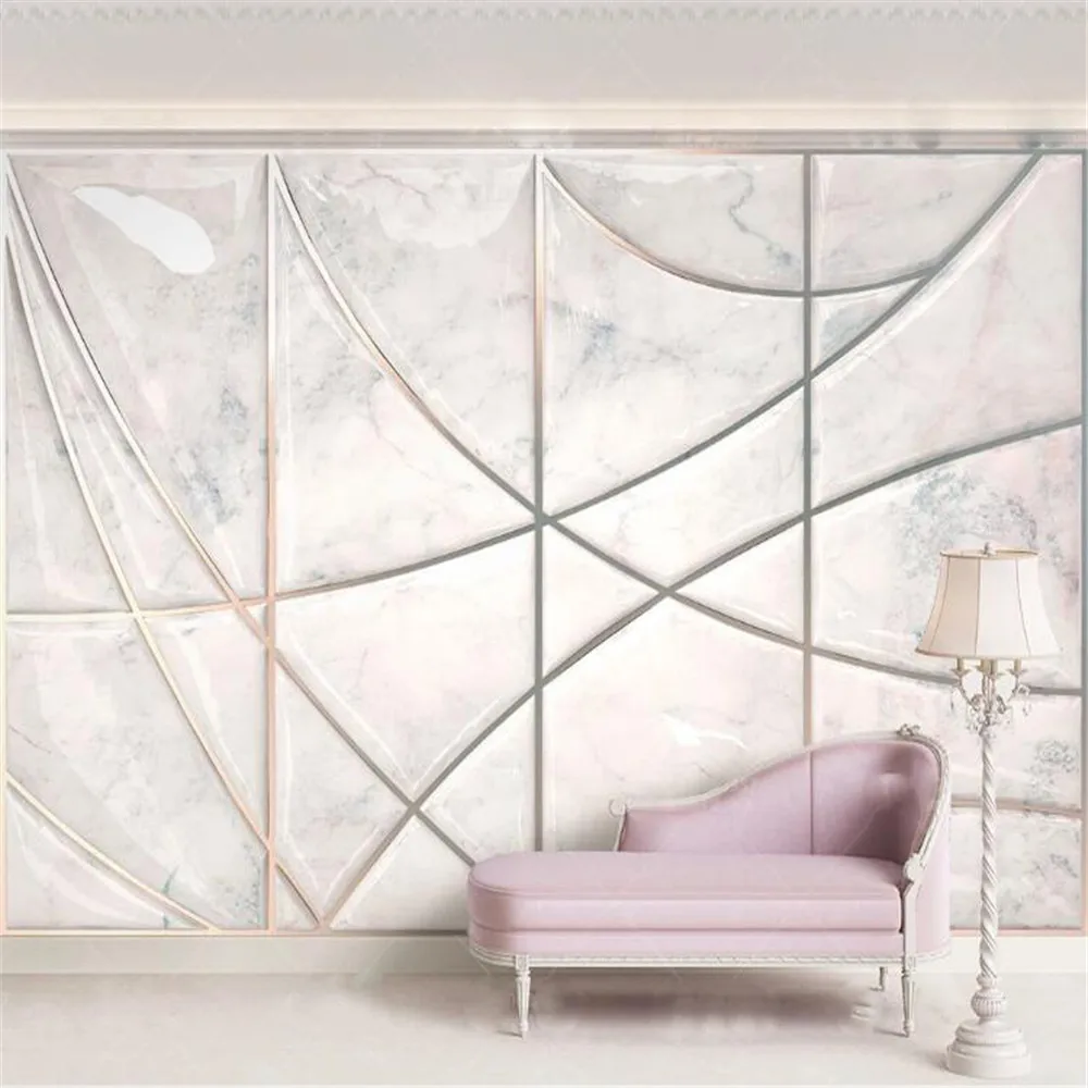 

Milofi customized large wallpaper mural jazz white marble texture 3d solid geometric soft package background wall