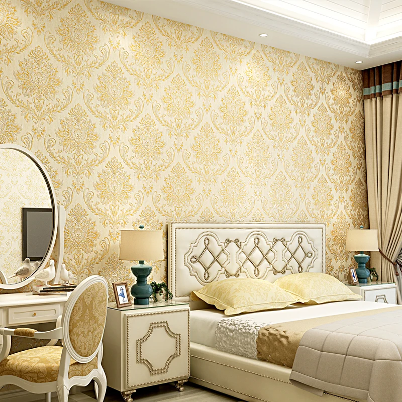 Damask роскошные обои Цветочные Резные тисненый текстурированный обои для спальни стены гостиной вертикальные полосы