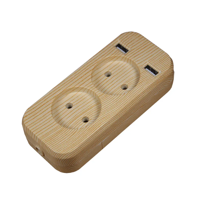 

New USB extension Socket for phone charge Free shipping Double USB Port 5V 2A Usb electrique prise usb wood tree color KFW-01-3