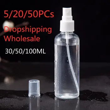 

5/50PCs 30/50/100ML Plastic Spray Bottle Mini Transparent Empty Refillable Container Cosmetic Containers Wholesale Dropshipping