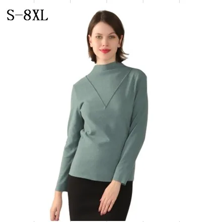 Autumn Winter Women Warm Fever Seamless Double-Sided Fleece High Collar T Shirt Undershirt Plus Size S- 5XL 6XL 7XL 8XL | Женская одежда