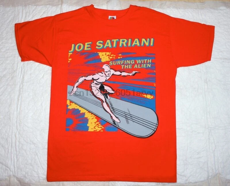 JOE SATRIANI-серфинг с красной футболкой ALIEN (S-XXL)GUITAR GOD! | Мужская одежда