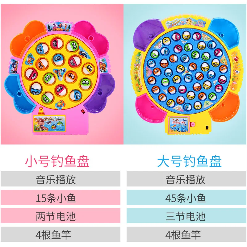 Children Kitten Fishing Toys Suit Non-Magnetic Fishing Rod Baby 3-6 a Year of Age Rotating Parent And Child Interactive Game