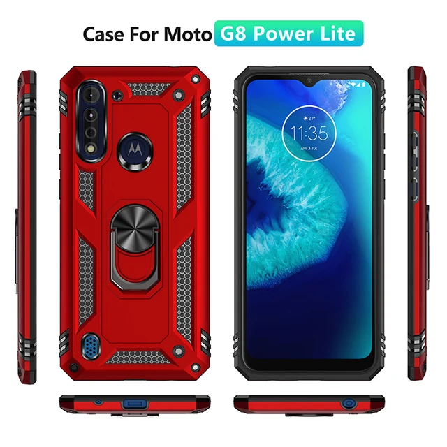 Custodia protettiva ibrida per Motorola Moto One Macro (6,7 pollici) XT2015 antiurto [resistente] con cavalletto integrato + pellicola protettiva per lo schermo per Moto One Macro/Moto G8 Play – viola