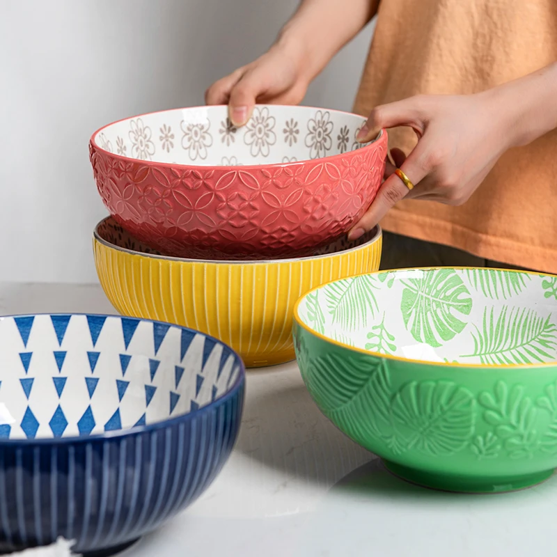 Креативная Корейская керамическая кружка, большая чаша, набор, суповая чаша, большая супница для дома, большая салатная миска, 8 дюймов, посуда