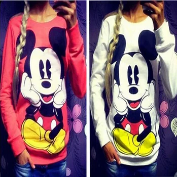 

Autumn Winter New Long Sleeve Cartoon Cute Women T-shirt Plus Velvet Pattern Print Female Warm Round Neck Bottoming Tee Top