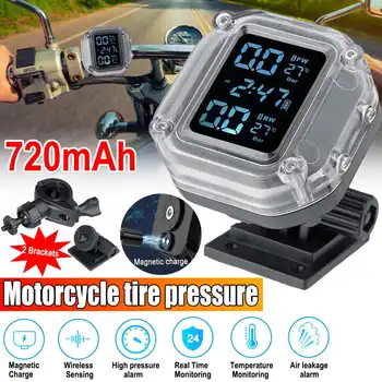 

720mAh Wireless USB LCD Display Waterproof Motorcycle TPMS Real Time Tire Pressure Monitor System External TP999