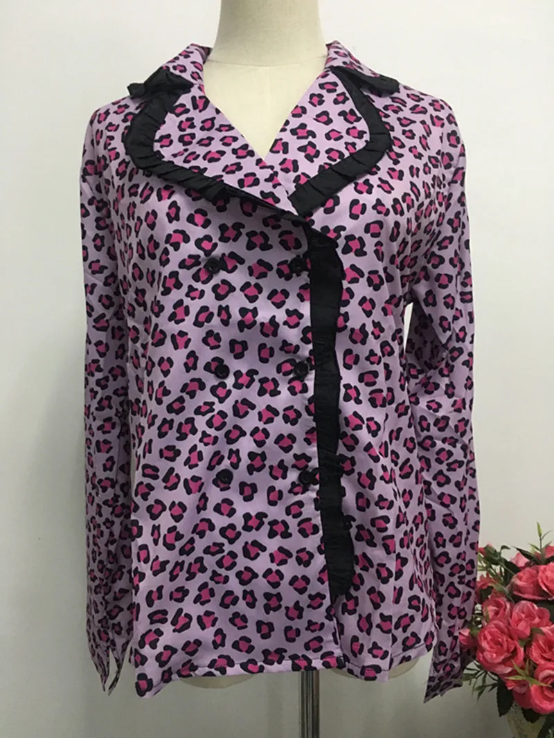 RUGOD Chic Leopard Shirt Корейская модная одежда Женщины Блузки с длинным рукавом отложным