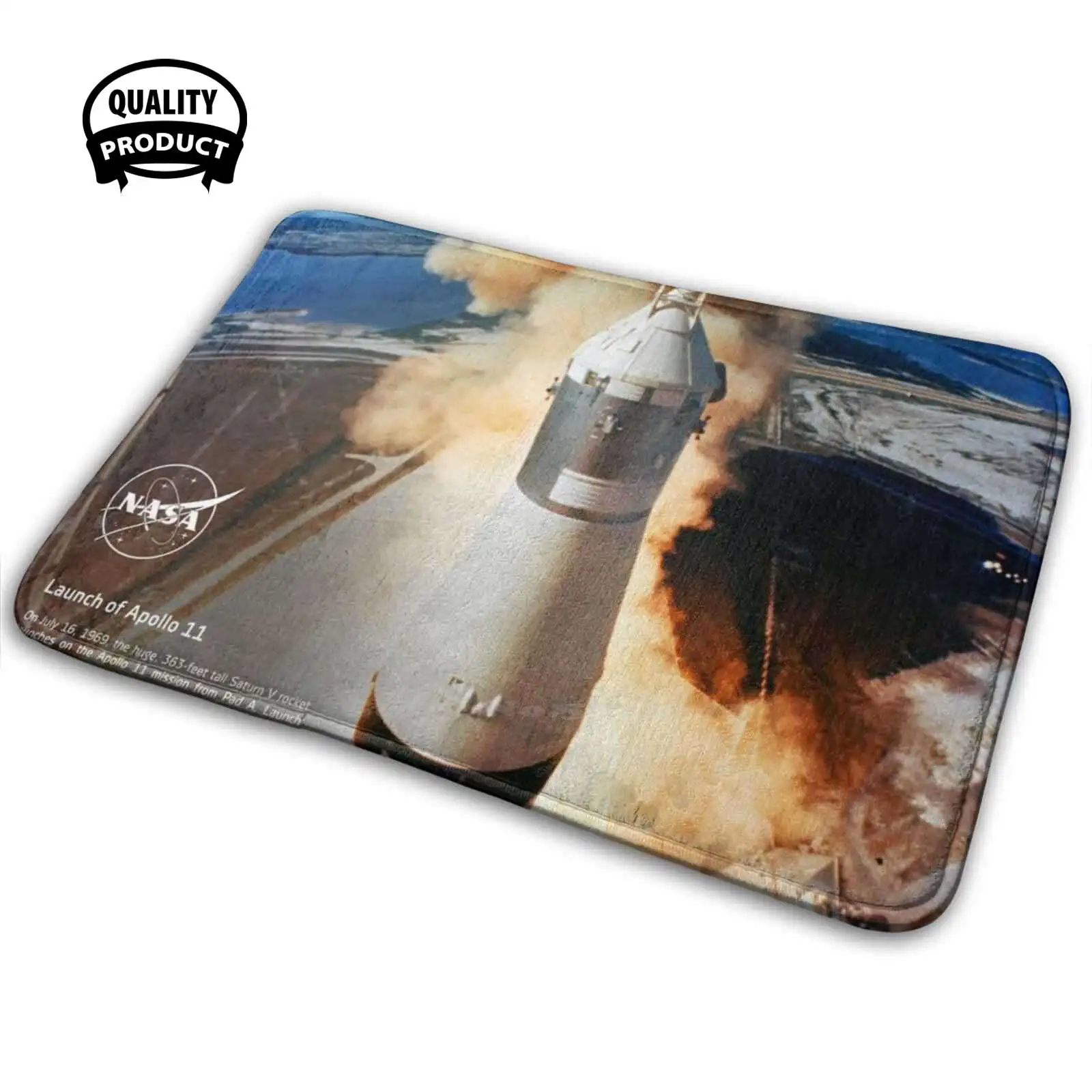 Apollo 11 : Liftoff Rocket Comodo Zerbino Tappeto Tappeto Cuscino Luna Apollo Apollo Mission Neil Scatto Michael Collins