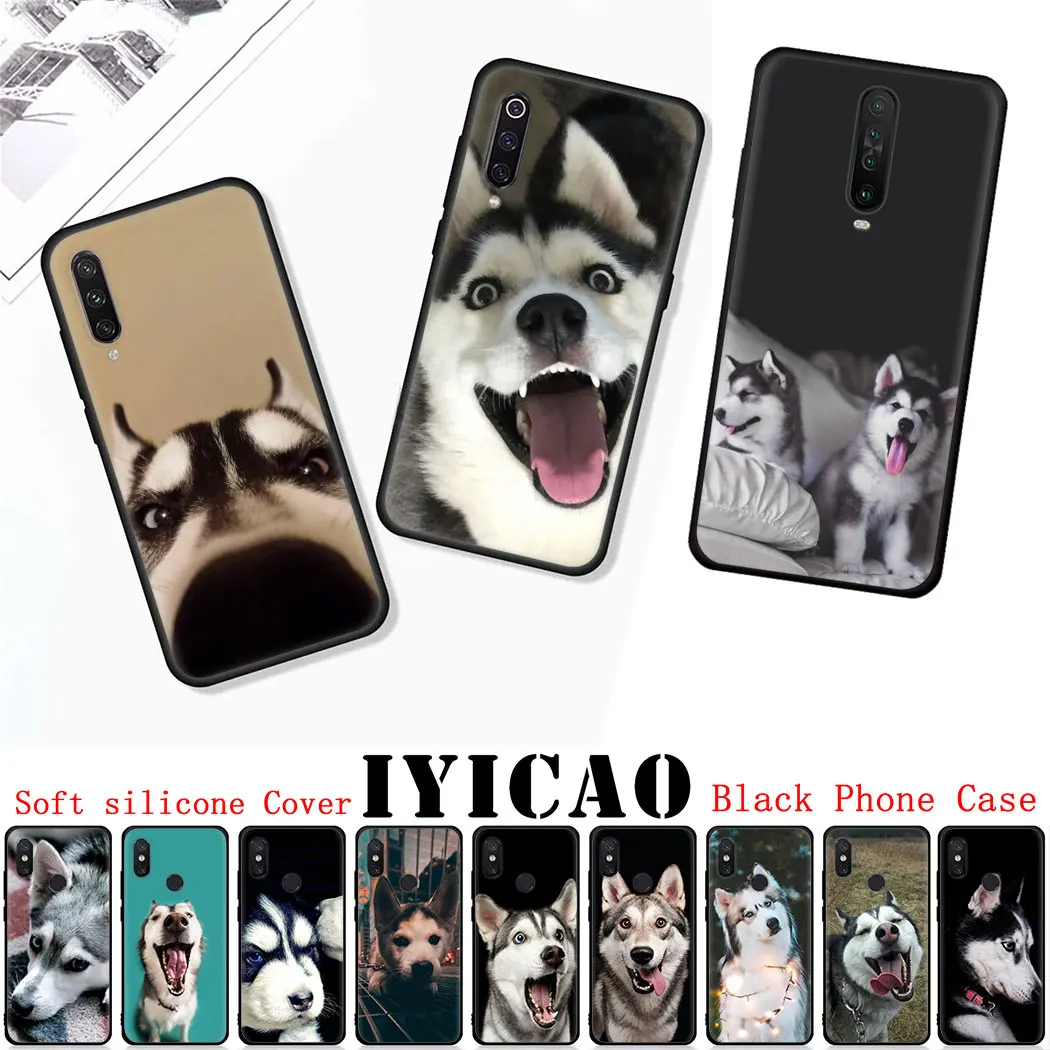 Soft silicone Cover for Redmi Note 5 6 7 8 Pro 5A 8T Prime 4X K30 Poco X2 Black Phone Case Animal Dog Husky | Мобильные телефоны и