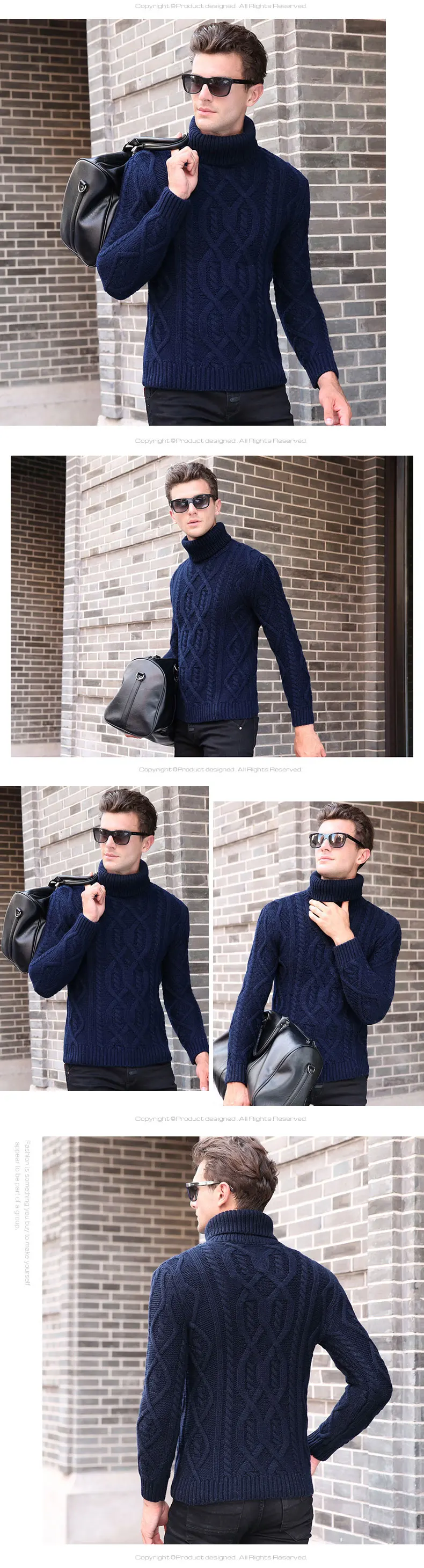 Новинка, модный брендовый мужской свитер, s пуловер, толстый облегающий джемпер, вязанный, высокое качество, осень, корейский стиль, повседневная мужская одежда