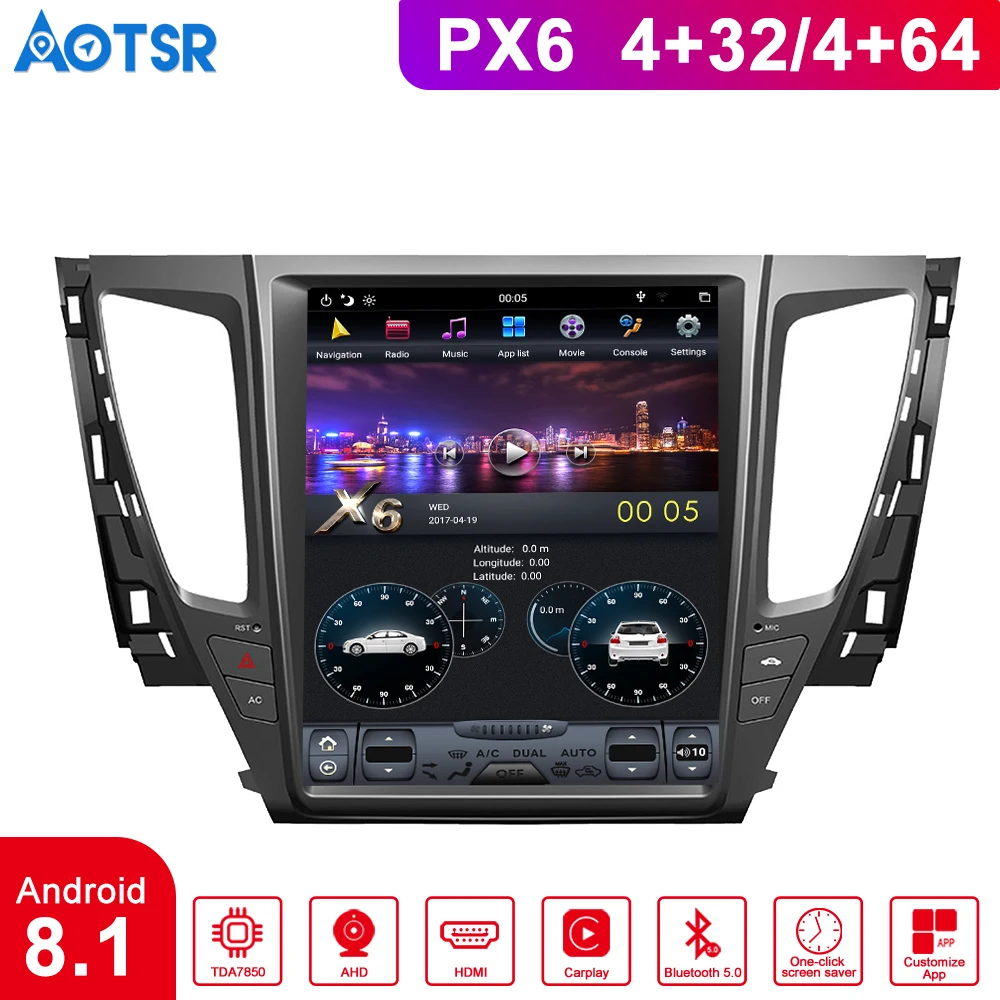 

Car Media Player Android 8.1 Tesla style PX6 Car Radio Stereo Audio For MITSUBISHI PAJERO 2016+ Head Unit Multimedia GPS Tracker
