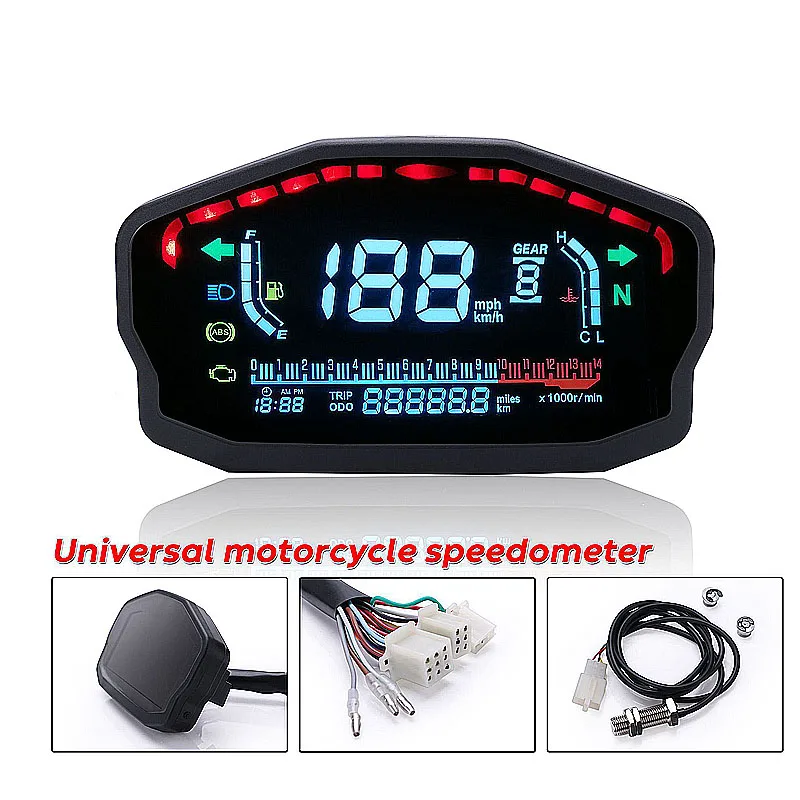 Per 1,2,4 Cilindri Moto Universale Led Lcd Tachimetro Contachilometri Retroilluminazione Digitale Per Bmw Honda Ducati Kawasaki Yamaha