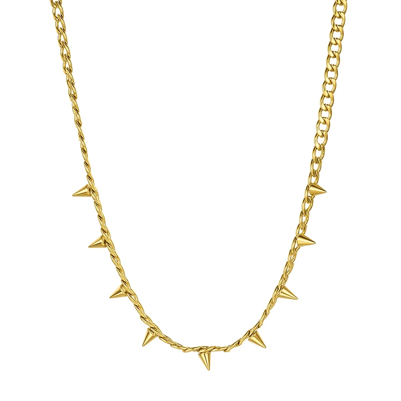 Titanium Spike Chains Choker Necklace Women 361 Stainless Steel Jewelry Designer T Show Runway Boho Gthoic Gown Japan Korean INS | Украшения
