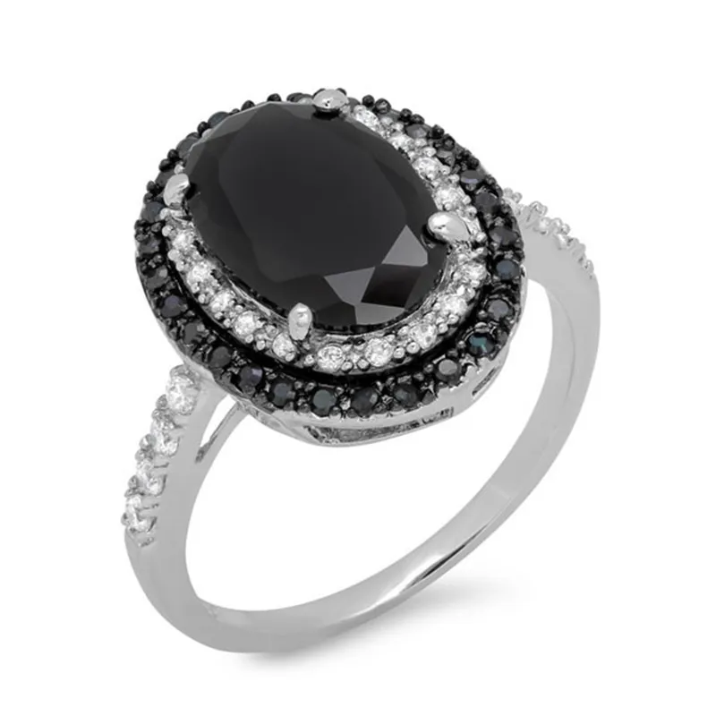 

NEW Fine Jewelry Engagement black crystal Ring for Women Wedding Rings men Lover Party Gift