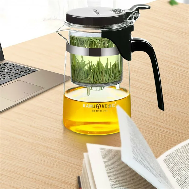 Automatic Heat Resistant Glass Bule Kettle Convenient Tea Pot Self-open Tea Infusion Office