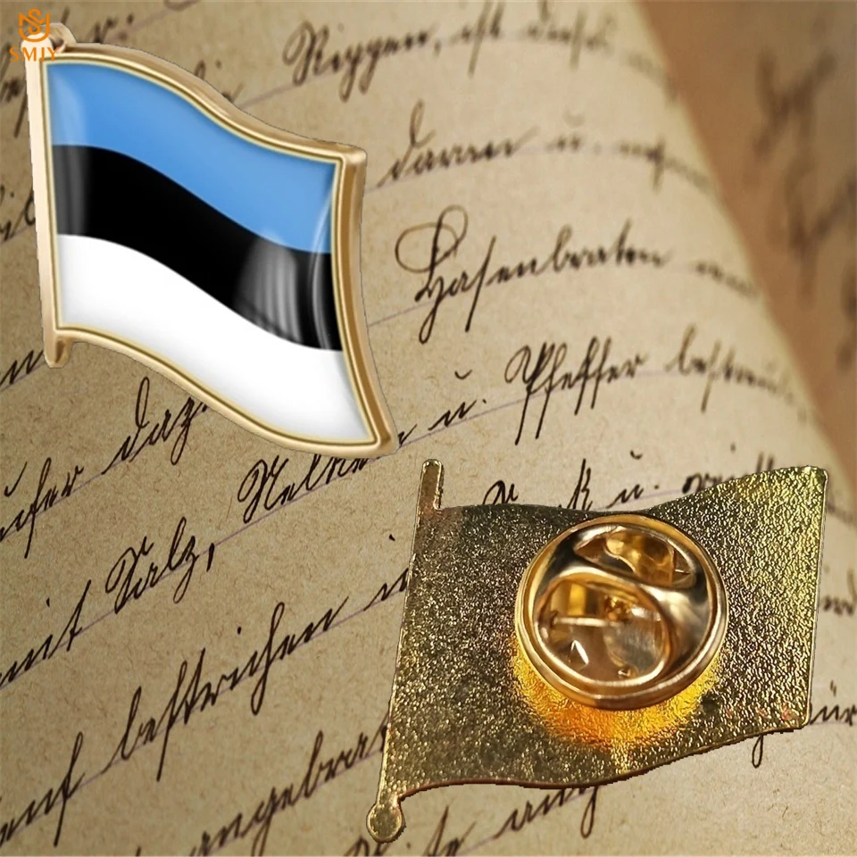 Евро эмблема металлический окрашенный значок эстонская брошь в виде флага нагрудная Пряжка коллекция