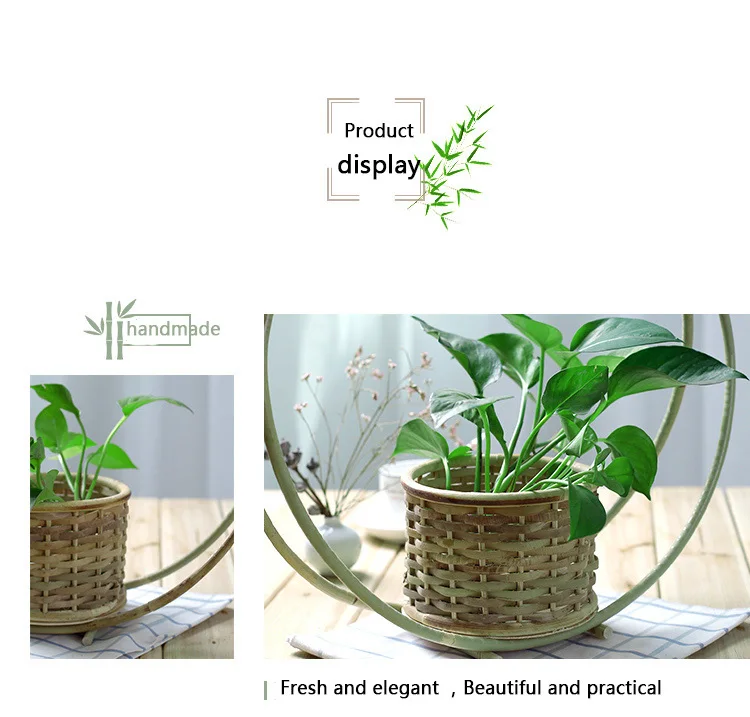 New Creative Storage Basket Wall Hanging Flower Vase Garden Home Decoration Plant Organizer Bamboo Weaving Hand-woven