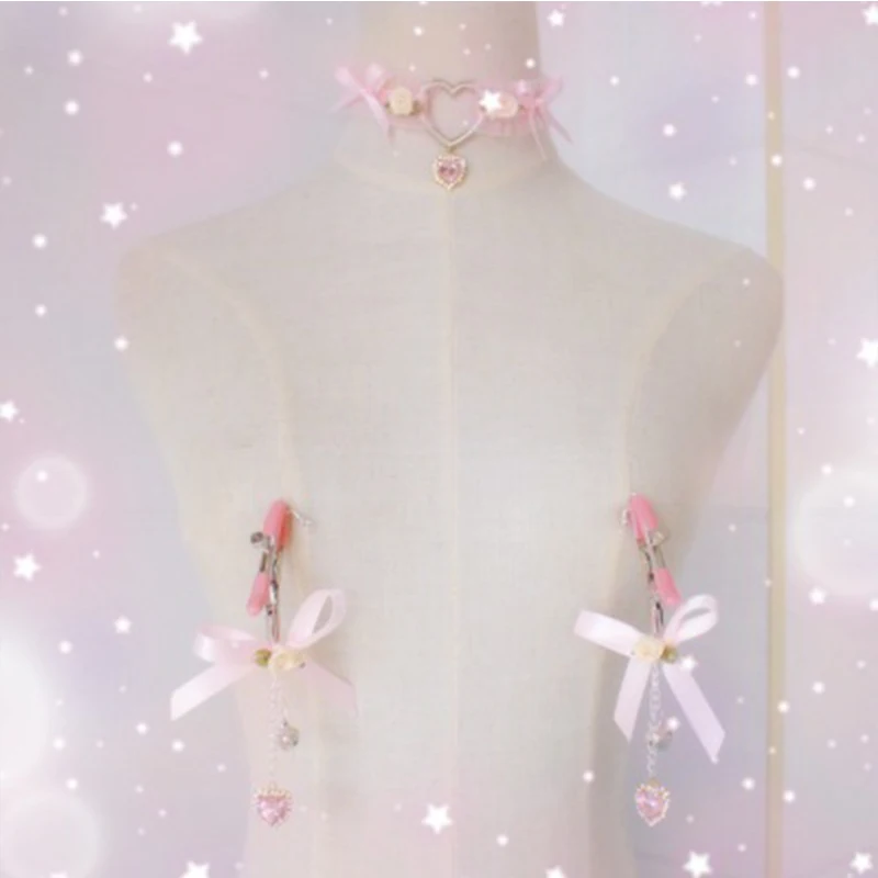 

SexyLingerie Sexy Clothing LaceSiamese Perspective Sexy Handmade Necklace Sexy Accessories Girl Breast Clip Flirt Electric Shock