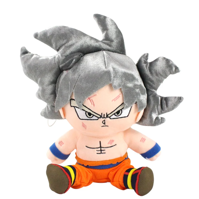 23cm Dragon Ball Z Silver Hair Son Goku Plush Toys Anime DBZ Q Version Goku Stuffed Dolls Birthday Gift for Kids