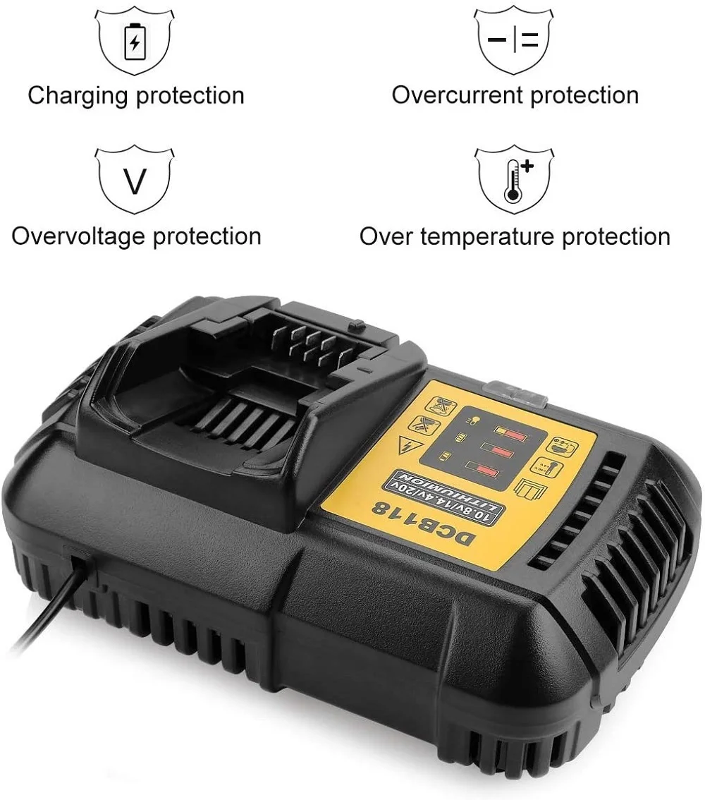 2021 DCB118 быстрое зарядное устройство 14,4 а для Dewalt 12 В в 20 в DCB200 DCB101 литий-ионный Электрический инструмент портативная вилка высокой мощности для ЕС/США