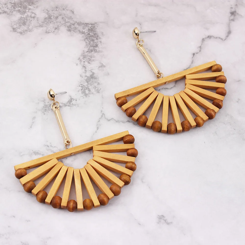 

New Za 2019 Fashion Hot Handmade Drop Earring For Women Bohemian Bamboo Rattan Straw Weave Earrings Trendy Ethnic Jewelry