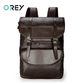 

Men Laptop Backpack Leather PU Large Travel School Backpacks Women Feminina Retro Schoolbag For Teenagers Boys Girl Female Bag
