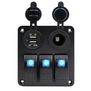 

Hot sale 3 Gang Waterproof USB Toggle Automotive Switch Panel LED Car Marine Rocker Boat