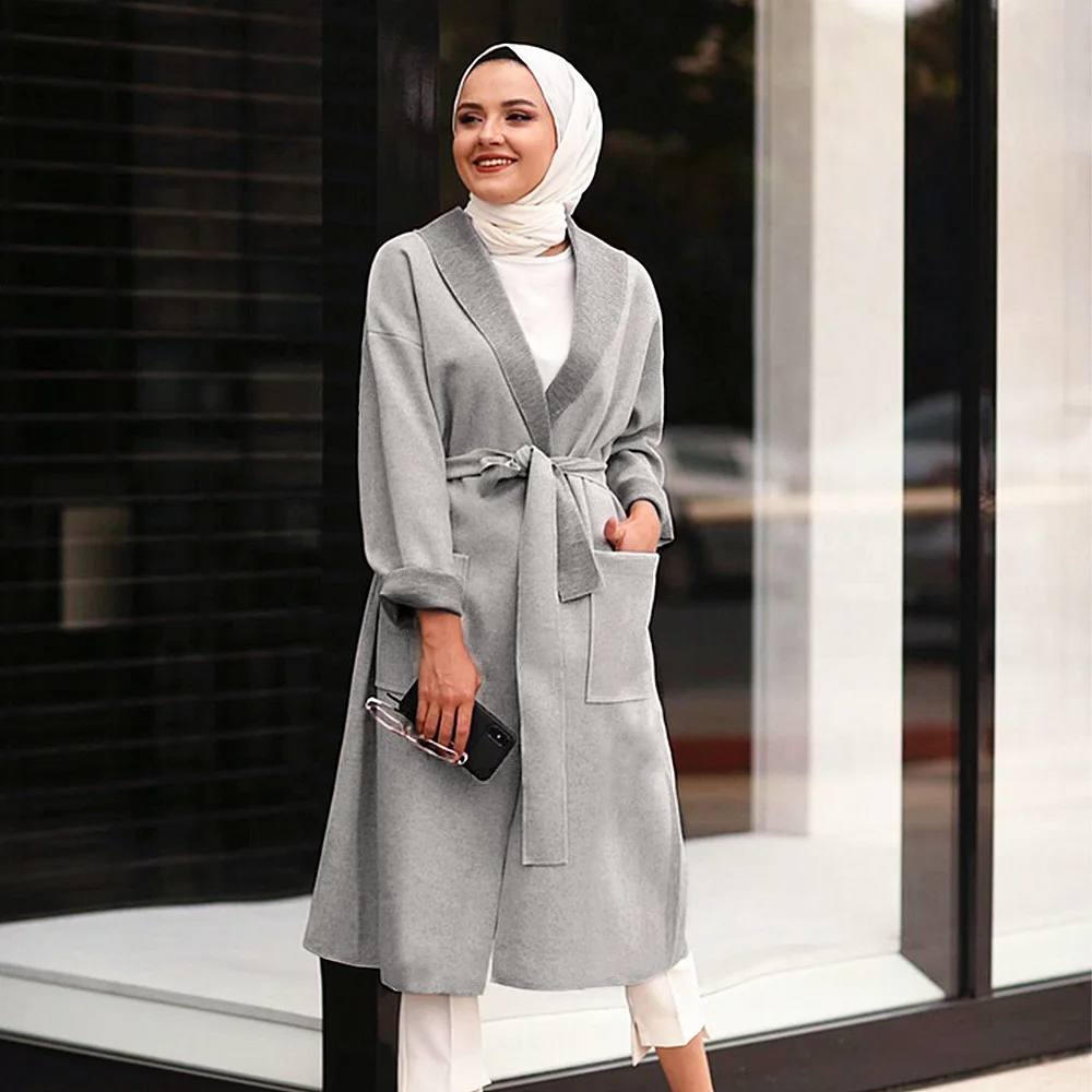 

2020 Muslim Women Two-sided Woolen Overcoat Muslim Winter Clothes