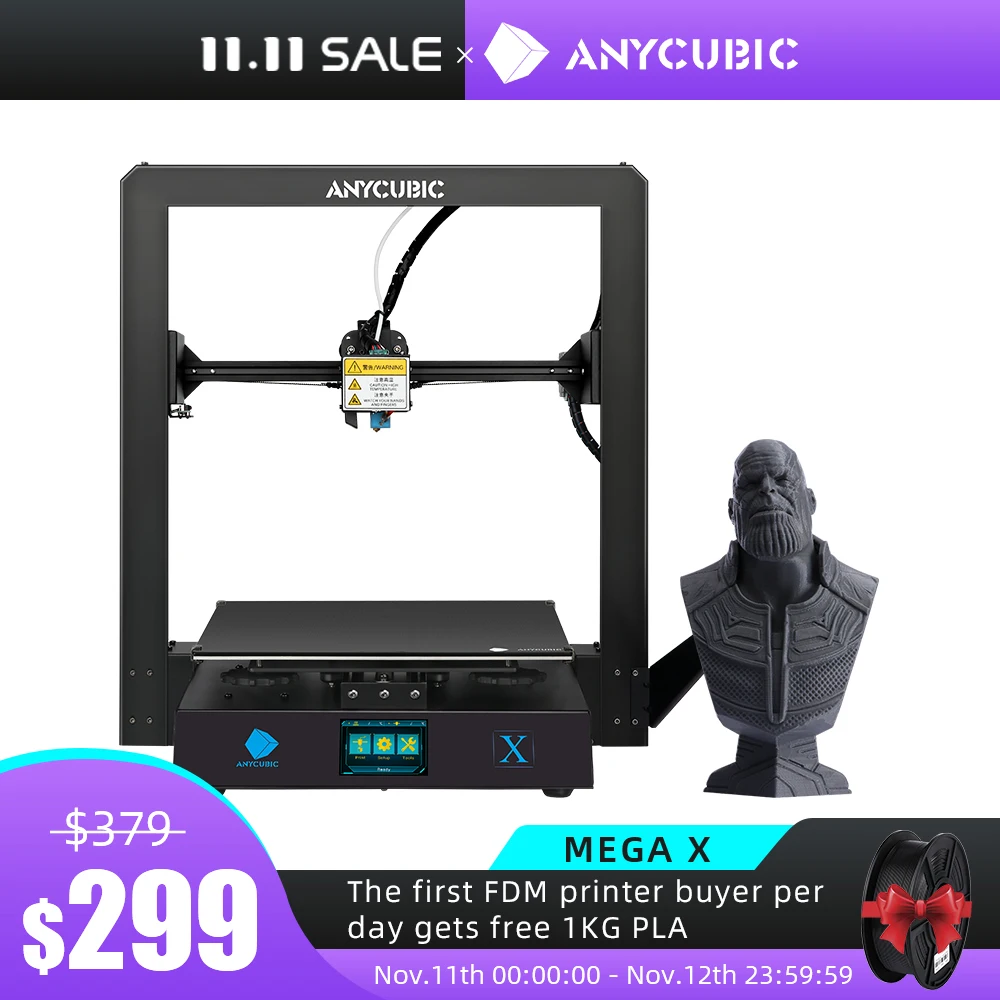 ANYCUBIC i3 Mega X 300*300*305 мм anycubic 3D-принтер FDM большой размер печати Meanwell блок питания