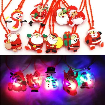 

1pcs Merry Christmas LED Light Santa Claus Pendant Christmas Kid Child Gift Chain Necklace Ornaments Decor