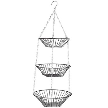 

3-Tier Hanging Basket Fruit Organizer, Heavy Duty Wire Organizer for Kitchen Bathroom Storage