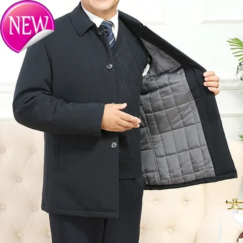 

thick top New man, long black fastening coat informal winter Parker
