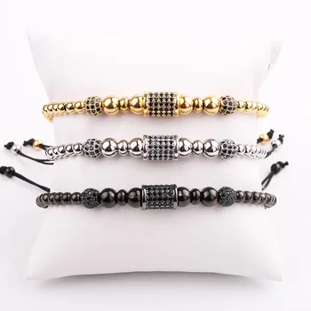 New Design Men Bracelet Micro CZ Pave Charm Handmade Braided Macrame Friendship Bracelet Men Jewelry Gift