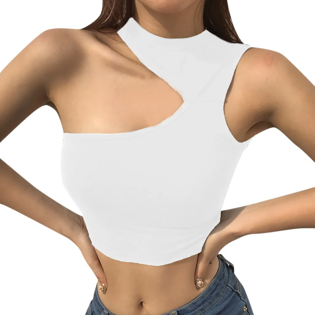 Off Shoulders Slim Vest Women Sexy Hollow Sling Cropped Tops Black Summer Camis Streetwear Harajuku Tank Tops Tight Shirt#yl