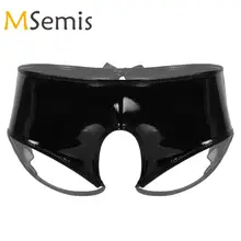 Мужские трусики Undderwear с мокрым эффектом женское белье из лакированной кожи, открытая промежность, с прозрачной отделкой из органзы Сисси, нижнее белье, трусы, нижнее белье трусы