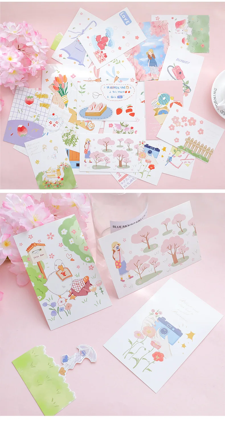 30 Sheets/Set sakura rain hollowed-out Postcard/Greeting Card/Message Card/Birthday Letter Envelope Gift Card
