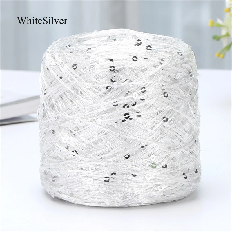 2pcs(200g) Fashion Summer Ice Silk Line Feature Sequins Line Yarn Diy Hand-knitted Wool Thread Sweater Scarft Hats Accessories - Цвет: White