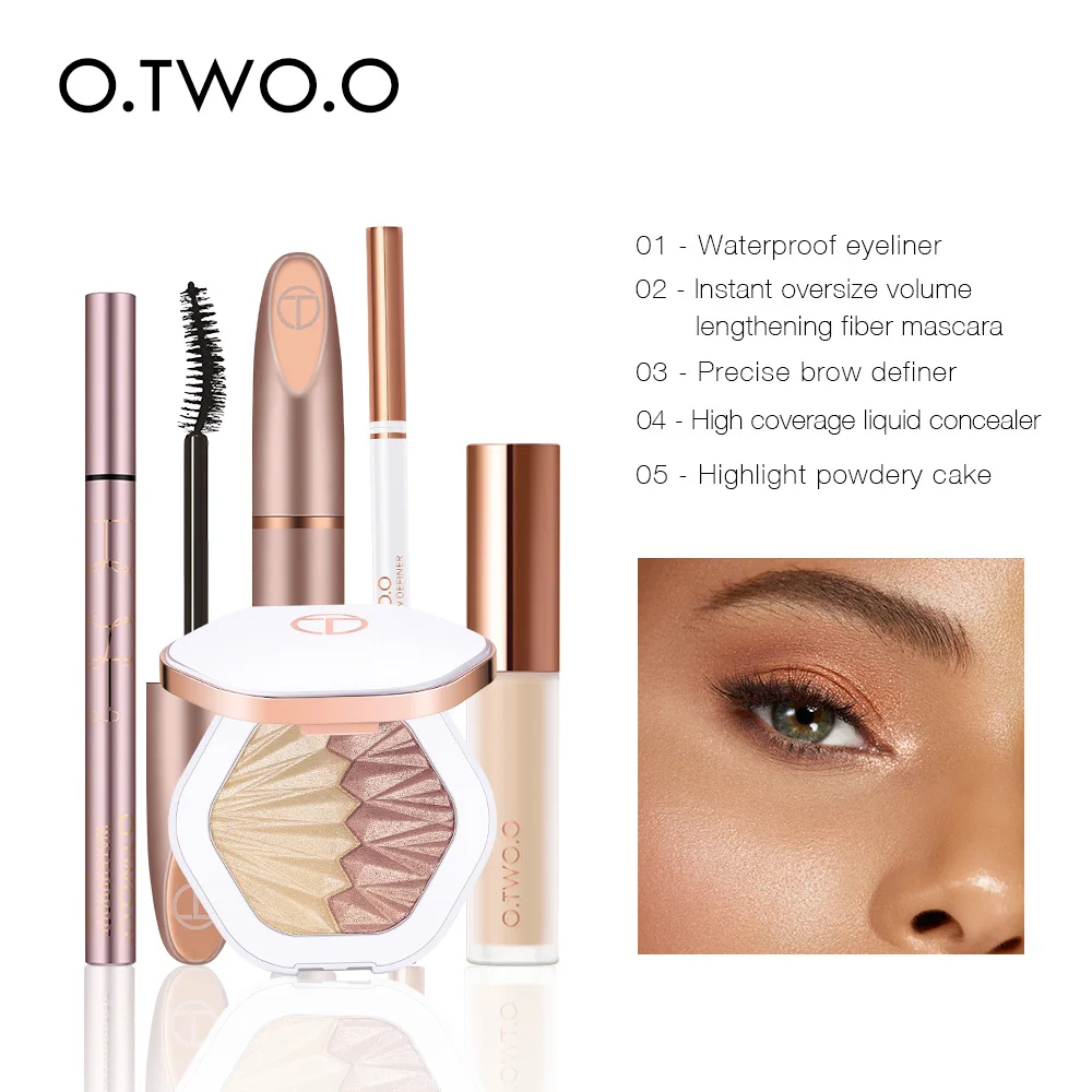 O.TWO.O 5 шт. набор для макияжа глаз включает Тушь для бровей подводка для глаз полное покрытие жидкий консилер хайлайтер использовать как тени для век