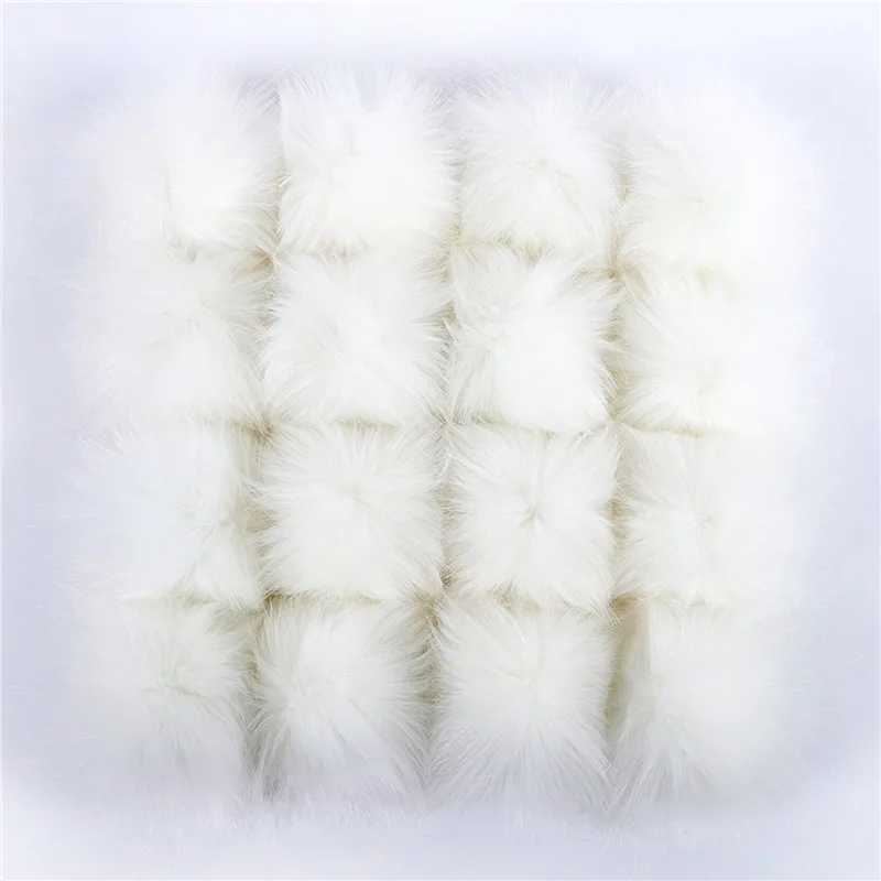 1pc/2pcs False Hairball Hat Ball Pompom 10/12/15cm Handmade Fake Fox Fur Ball Pom Pom Rubber Band Snap Button Knit Accessories