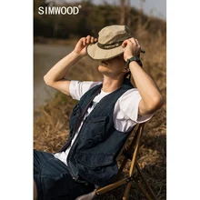 SIMWOOD 2021 Herbst Sommer Neue Denim Westen Männer Fashion Cargo Weste Plus Größe Jacken Marke Kleidung SK170059